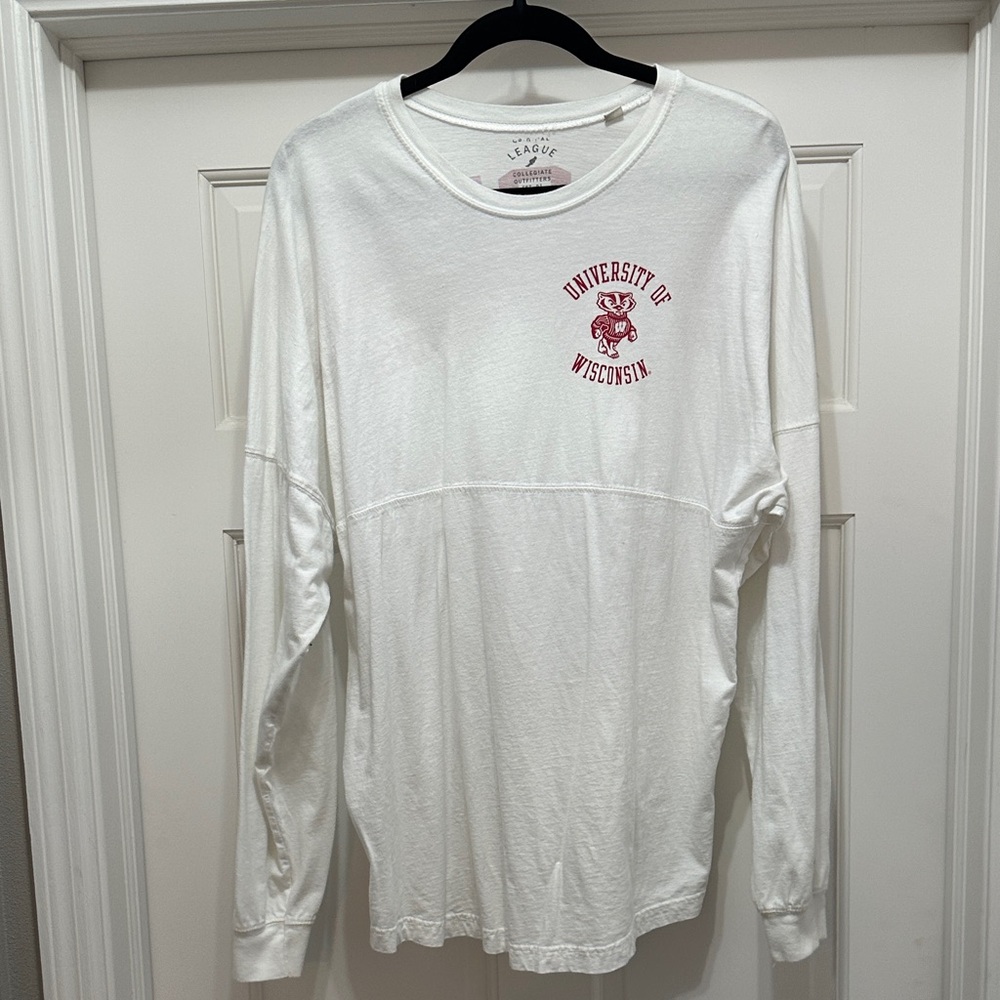 League White and Red Women's Long Sleeve Tee